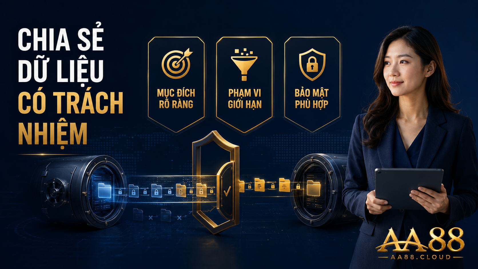 Việc chia sẻ dữ liệu cần có mục đích rõ ràng, giới hạn phạm vi và gắn với trách nhiệm bảo mật phù hợp